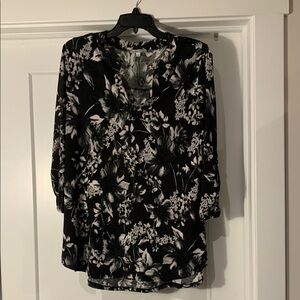 Floral Black and White Women's Top